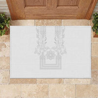 Philippines Barong Style Rubber Doormat with Polynesian Art and Leaf Motif White Color LT03 White - Polynesian Pride