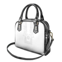Philippines Barong Style Shoulder Handbag with Polynesian Art and Leaf Motif White Color