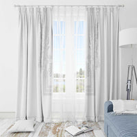 Philippines Barong Style Window Curtain with Polynesian Art and Leaf Motif White Color