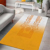 Philippines Barong Style Area Rug with Polynesian Art and Leaf Motif Yellow Color