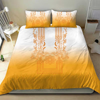 Philippines Barong Style Bedding Set with Polynesian Art and Leaf Motif Yellow Color