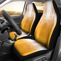 Philippines Barong Style Car Seat Cover with Polynesian Art and Leaf Motif Yellow Color