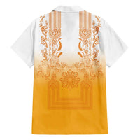 Philippines Barong Style Family Matching Mermaid Dress and Hawaiian Shirt with Polynesian Art and Leaf Motif Yellow Color LT03 - Polynesian Pride