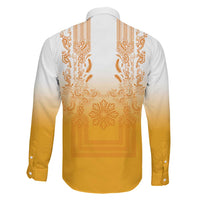 Philippines Barong Style Family Matching Tank Maxi Dress and Hawaiian Shirt with Polynesian Art and Leaf Motif Yellow Color