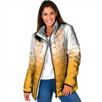 Philippines Barong Style Padded Jacket with Polynesian Art and Leaf Motif Yellow Color