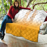 Philippines Barong Style Quilt with Polynesian Art and Leaf Motif Yellow Color