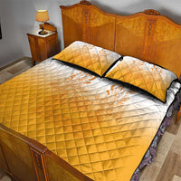 Philippines Barong Style Quilt Bed Set with Polynesian Art and Leaf Motif Yellow Color