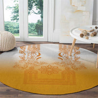Philippines Barong Style Round Carpet with Polynesian Art and Leaf Motif Yellow Color LT03 - Polynesian Pride