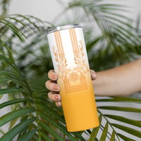 Philippines Barong Style Skinny Tumbler with Polynesian Art and Leaf Motif Yellow Color LT03 - Polynesian Pride