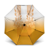 Philippines Barong Style Umbrella with Polynesian Art and Leaf Motif Yellow Color