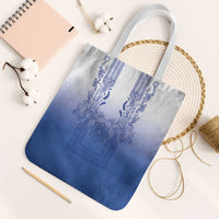 Philippines Barong Style Tote Bag with Polynesian Art and Leaf Motif Blue Color LT03 White Strap One Size Blue - Polynesian Pride