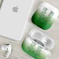 Philippines Barong Style AirPods Case with Polynesian Art and Leaf Motif Green Color
