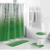 Philippines Barong Style Bathroom Set with Polynesian Art and Leaf Motif Green Color