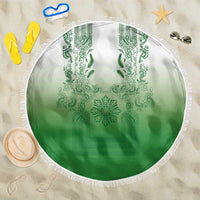 Philippines Barong Style Beach Blanket with Polynesian Art and Leaf Motif Green Color LT03 One Size 150cm Green - Polynesian Pride