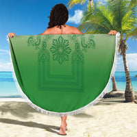 Philippines Barong Style Beach Blanket with Polynesian Art and Leaf Motif Green Color LT03 - Polynesian Pride