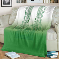 Philippines Barong Style Blanket with Polynesian Art and Leaf Motif Green Color