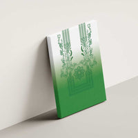 Philippines Barong Style Canvas Wall Art with Polynesian Art and Leaf Motif Green Color