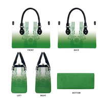 Philippines Barong Style Leather Bag with Polynesian Art and Leaf Motif Green Color