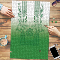 Philippines Barong Style Puzzle with Polynesian Art and Leaf Motif Green Color LT03 Green - Polynesian Pride