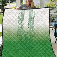 Philippines Barong Style Quilt with Polynesian Art and Leaf Motif Green Color LT03 Green - Polynesian Pride