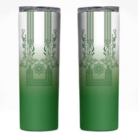 Philippines Barong Style Skinny Tumbler with Polynesian Art and Leaf Motif Green Color