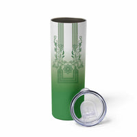 Philippines Barong Style Skinny Tumbler with Polynesian Art and Leaf Motif Green Color