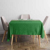 Philippines Barong Style Tablecloth with Polynesian Art and Leaf Motif Green Color