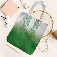 Philippines Barong Style Tote Bag with Polynesian Art and Leaf Motif Green Color
