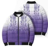 Philippines Barong Style Bomber Puffer Jacket with Polynesian Art and Leaf Motif Purple Color LT03 - Polynesian Pride
