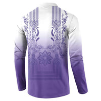 Philippines Barong Style Button Sweatshirt with Polynesian Art and Leaf Motif Purple Color LT03 - Polynesian Pride