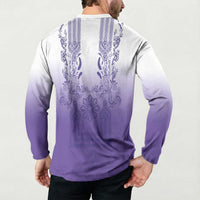Philippines Barong Style Button Sweatshirt with Polynesian Art and Leaf Motif Purple Color LT03 - Polynesian Pride