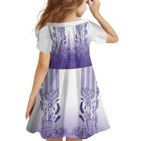 Philippines Barong Style Family Matching Tank Maxi Dress and Hawaiian Shirt with Polynesian Art and Leaf Motif Purple Color LT03 - Polynesian Pride