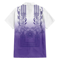 Philippines Barong Style Family Matching Tank Maxi Dress and Hawaiian Shirt with Polynesian Art and Leaf Motif Purple Color LT03 - Polynesian Pride