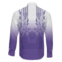 Philippines Barong Style Family Matching Tank Maxi Dress and Hawaiian Shirt with Polynesian Art and Leaf Motif Purple Color LT03 - Polynesian Pride