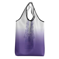 Philippines Barong Style Grocery Bag with Polynesian Art and Leaf Motif Purple Color