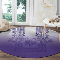 Philippines Barong Style Round Carpet with Polynesian Art and Leaf Motif Purple Color