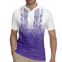 Philippines Barong Style Rugby Jersey with Polynesian Art and Leaf Motif Purple Color