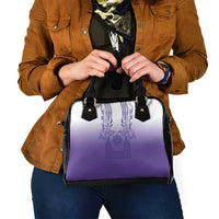 Philippines Barong Style Shoulder Handbag with Polynesian Art and Leaf Motif Purple Color