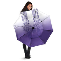 Philippines Barong Style Umbrella with Polynesian Art and Leaf Motif Purple Color