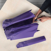 Philippines Barong Style Umbrella with Polynesian Art and Leaf Motif Purple Color