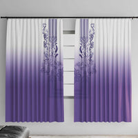 Philippines Barong Style Window Curtain with Polynesian Art and Leaf Motif Purple Color