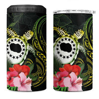 Kia Orana Cook Islands 4 in 1 Can Cooler Tumbler Turtle and Hibiscus Polynesian Pattern