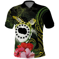 Kia Orana Cook Islands Polo Shirt Turtle and Hibiscus Polynesian Pattern