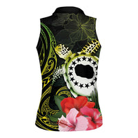 Kia Orana Cook Islands Women Sleeveless Polo Shirt Turtle and Hibiscus Polynesian Pattern LT03 - Polynesian Pride