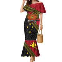 Papua new Guinea Goroka Show Family Matching Mermaid Dress and Hawaiian Shirt Bird-of-paradise and Melanesian Tattoo Pattern