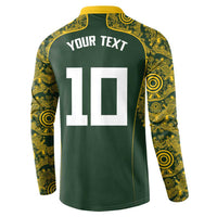 Australia Rugby Custom Button Sweatshirt Aboriginal Art Sporty Style - Polynesian Pride