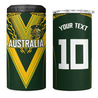 Australia Rugby Custom 4 in 1 Can Cooler Tumbler Aboriginal Art Sporty Style - Polynesian Pride