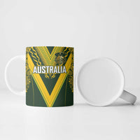 Australia Rugby Custom Ceramic Mug Aboriginal Art Sporty Style - Polynesian Pride