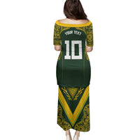 Australia Rugby Custom Family Matching Puletasi and Hawaiian Shirt Aboriginal Art Sporty Style - Polynesian Pride