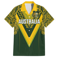 Australia Rugby Custom Family Matching Short Sleeve Bodycon Dress and Hawaiian Shirt Aboriginal Art Sporty Style - Polynesian Pride